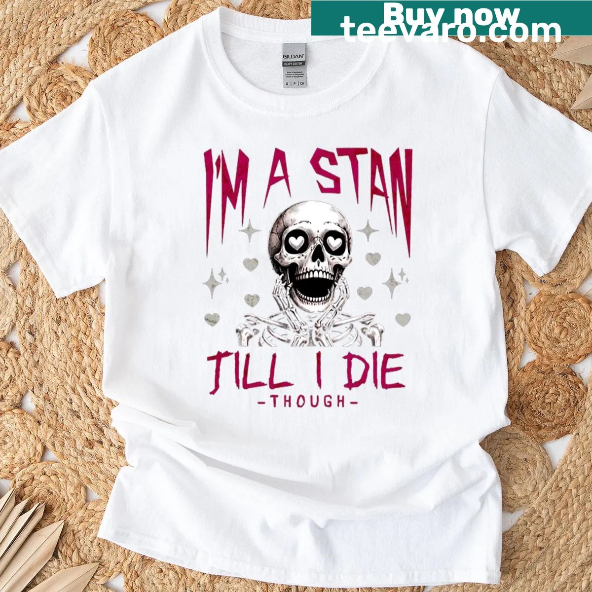 Edgy skull typography graphic T-shirt with bold text — on a men's t-shirt