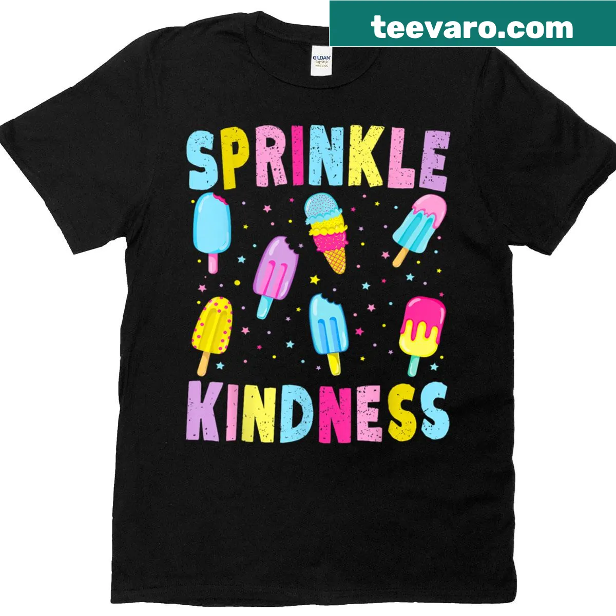Cute T-shirt with an ice cream popsicle and the quote 'Sprinkle Kindness' — on a men's t-shirt