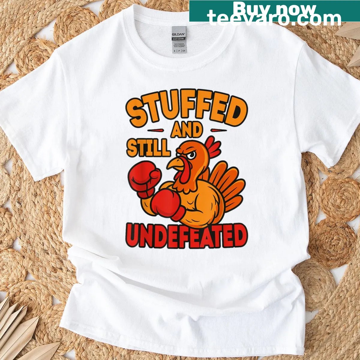 Funny Thanksgiving t-shirt with boxing theme — on a men's t-shirt