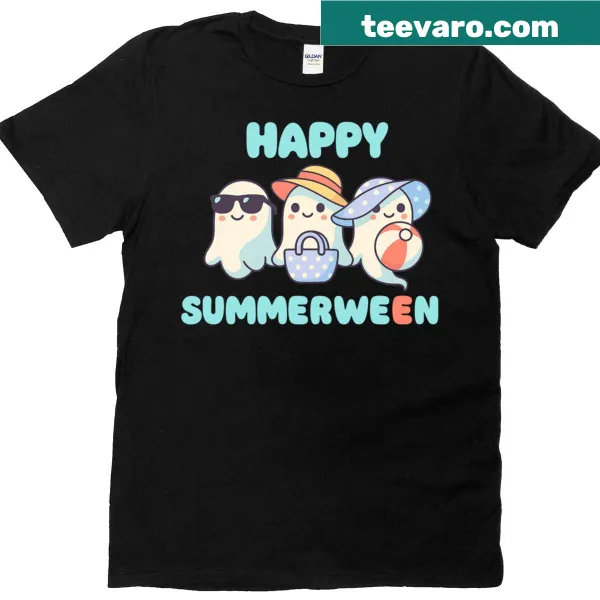 Kawaii skeleton on a beach T-shirt for Summerween celebration