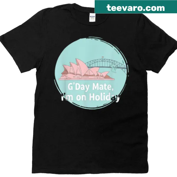 T-shirt featuring the phrase 'Gday Mate' with a Sydney illustration