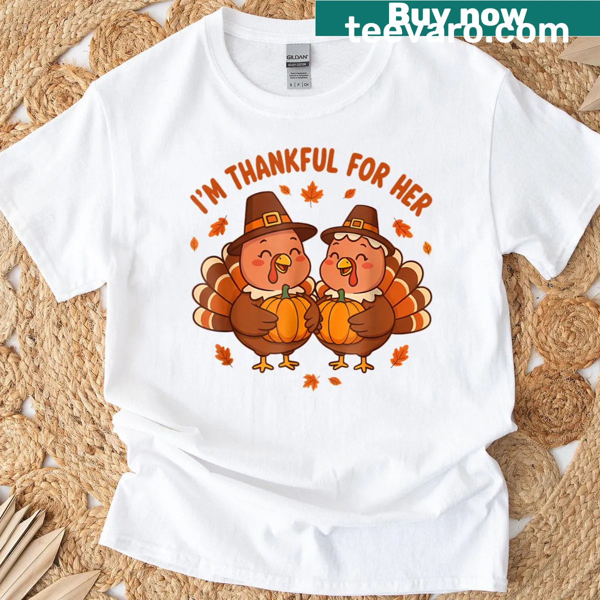 Funny matching Thanksgiving couple T-shirt with humorous text — on a men's t-shirt