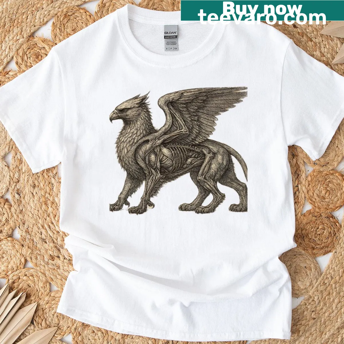 T-shirt showing The Griffin Anatomical Codex design — on a men's t-shirt