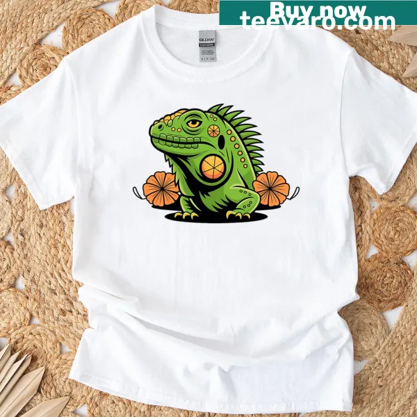 Cartoon lizard graphic t-shirt for casual wear