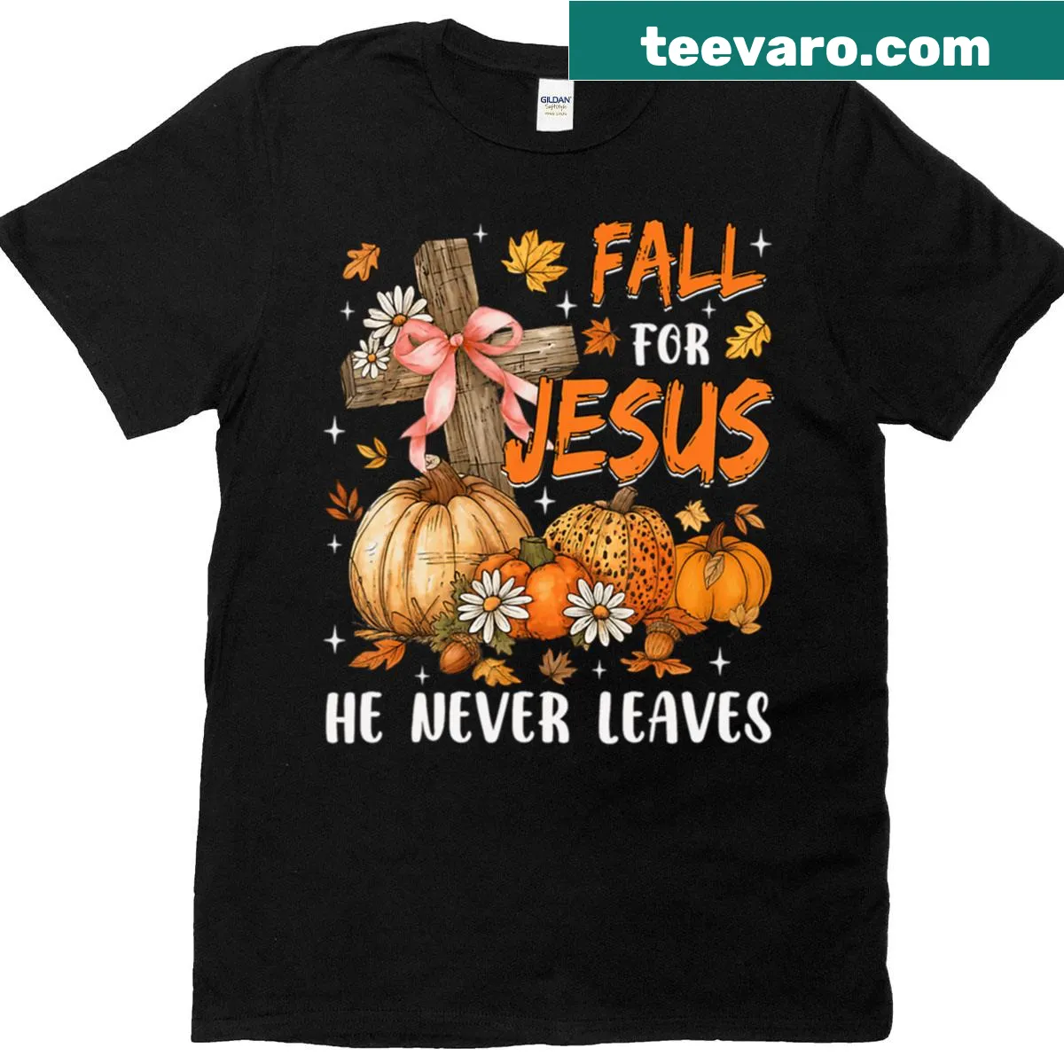 Vintage-style Thankful Jesus Thanksgiving T-shirt with autumn leaves design. — on a men's t-shirt