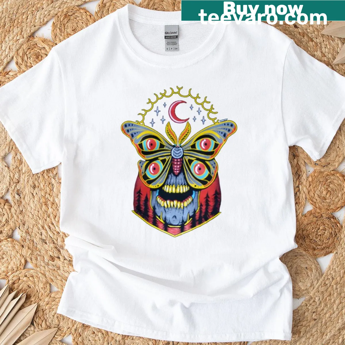 Intricate sugar skull graphic t-shirt for cultural celebrations — on a men's t-shirt
