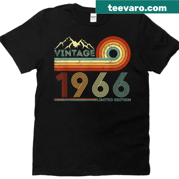 Vintage 1966 birthday t-shirt with bold typography