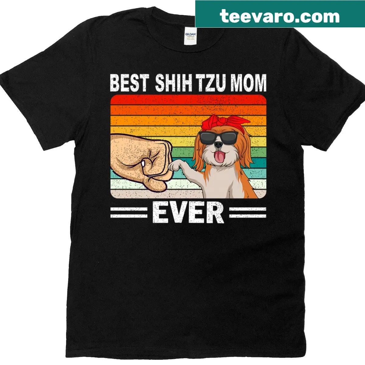 Vintage-style t-shirt for Shih Tzu lovers with funny mom graphic — on a men's t-shirt