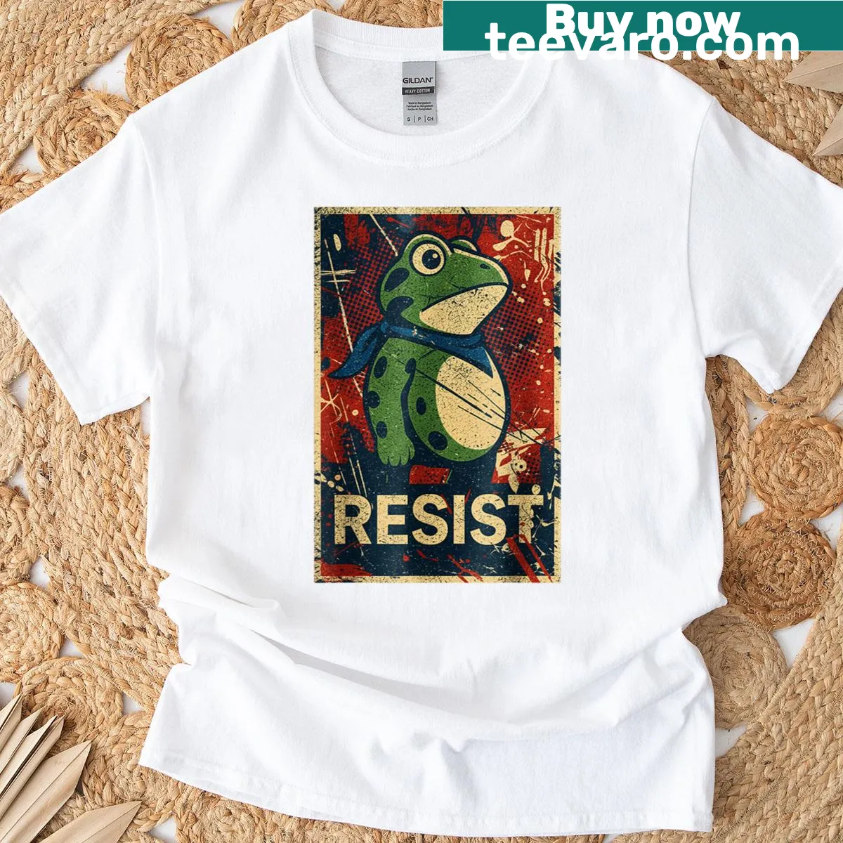 Vintage frog graphic t-shirt promoting environmental activism — on a men's t-shirt