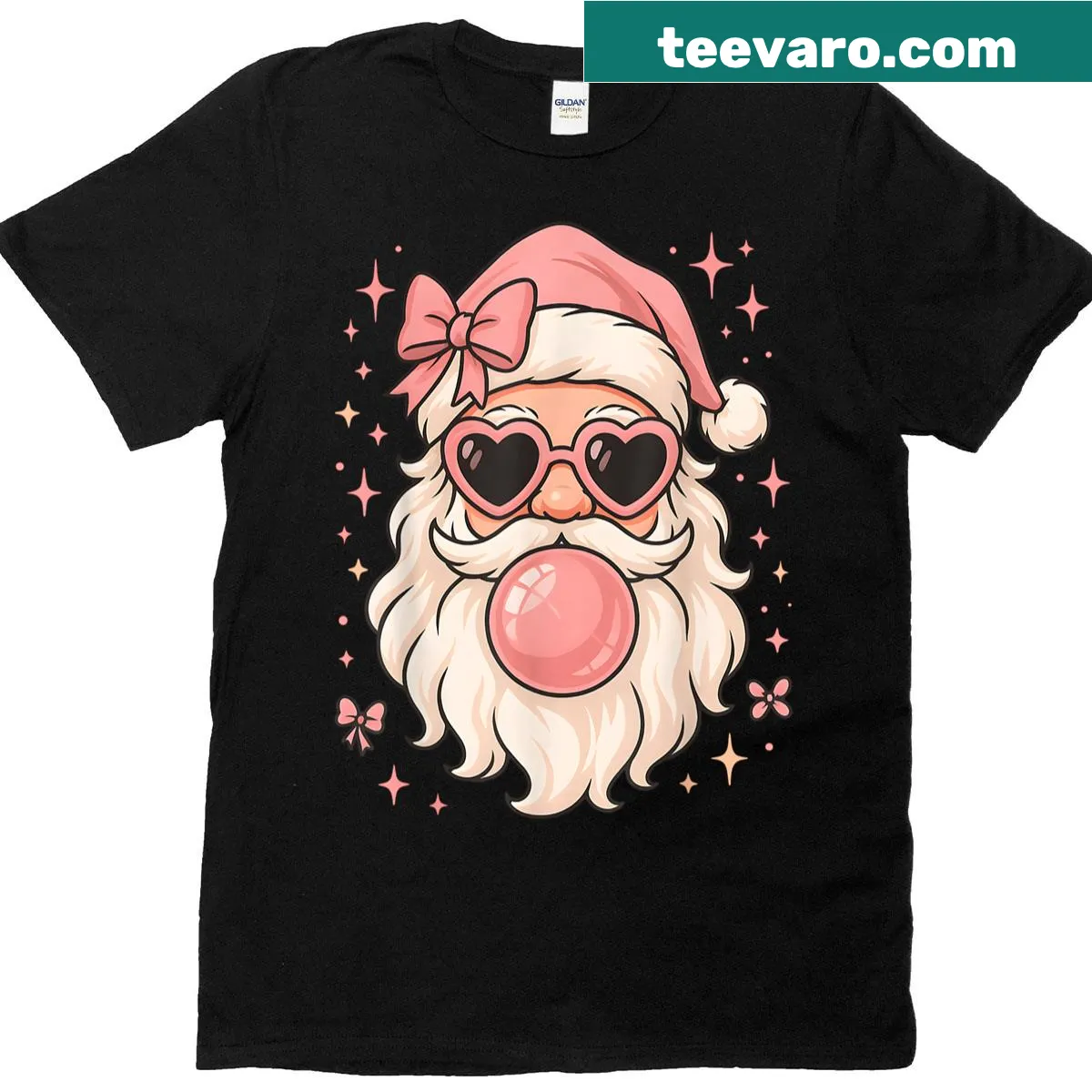 Retro Christmas t-shirt with a whimsical Santa design — on a men's t-shirt