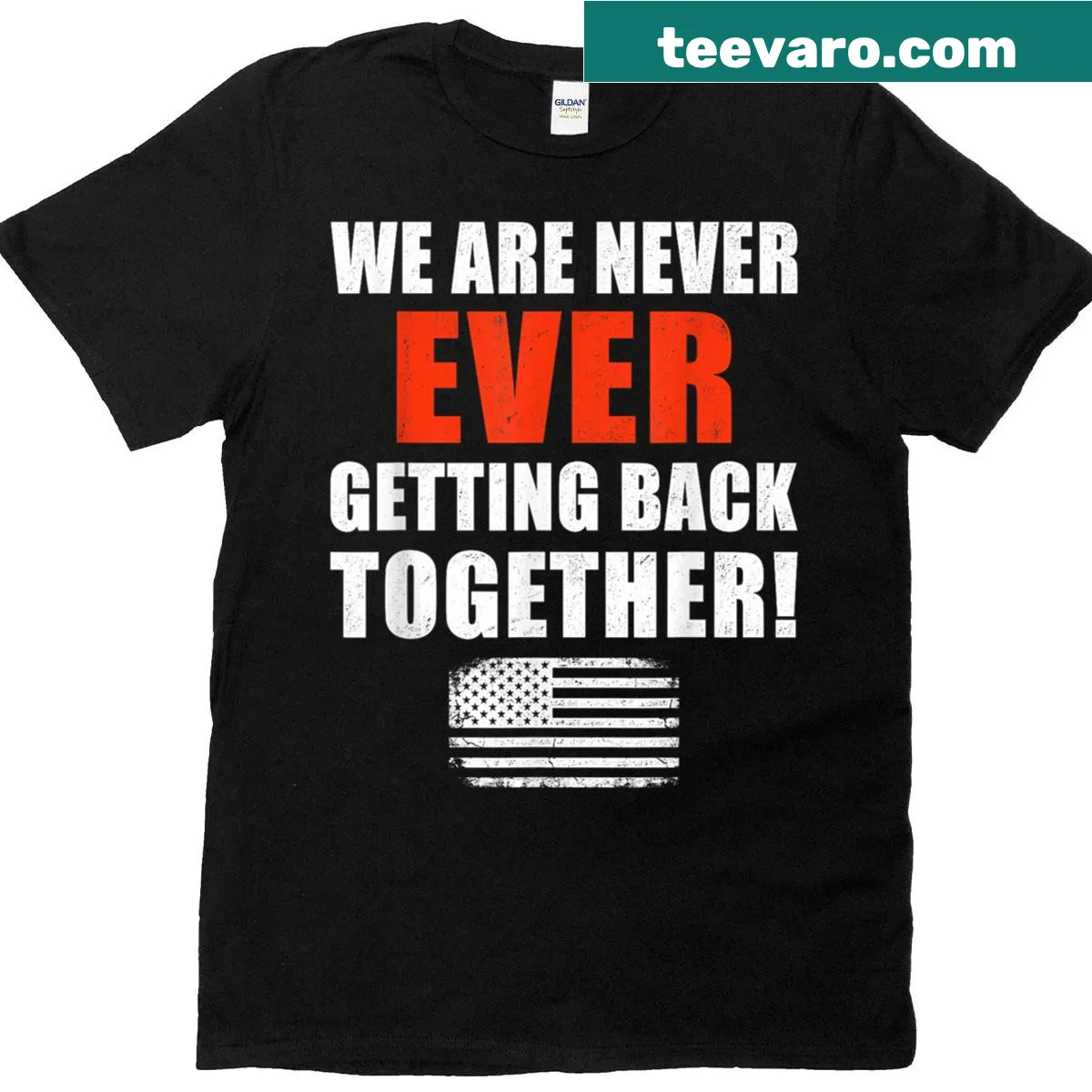 Patriotic t-shirt with U.S. flag and playful text about relationships — on a men's t-shirt