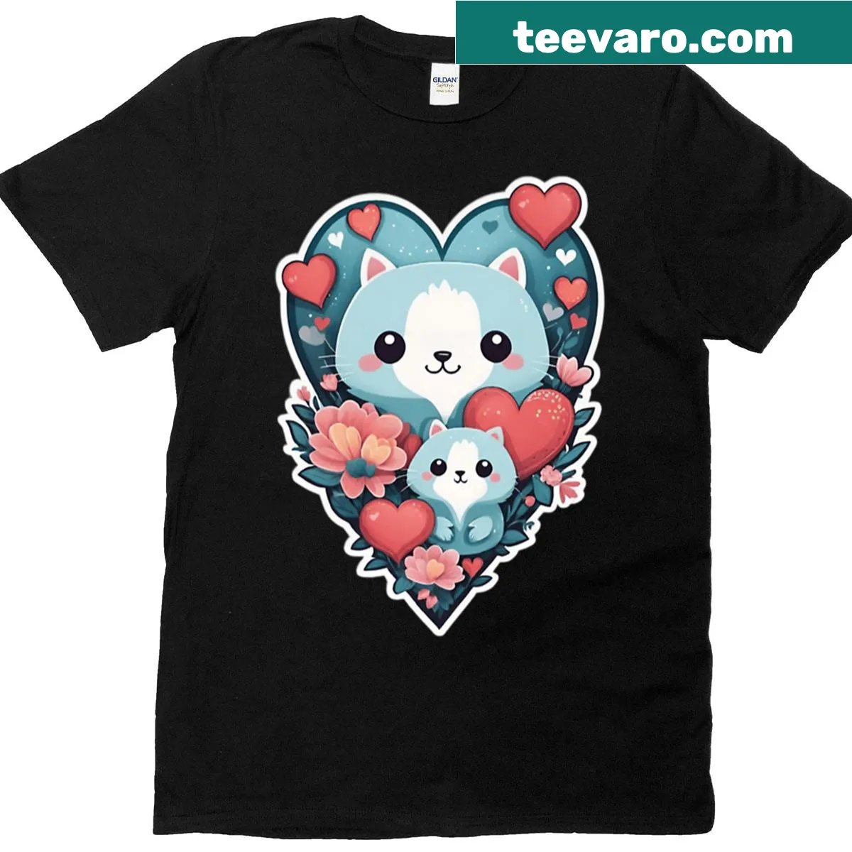 Illustrative Whisker Hug t-shirt featuring cartoon whiskers — on a men's t-shirt