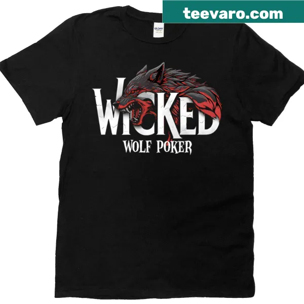T-shirt featuring a wolf in a poker-themed graphic
