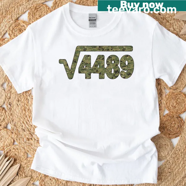 Vintage army pattern math teacher t-shirt with square root graphic