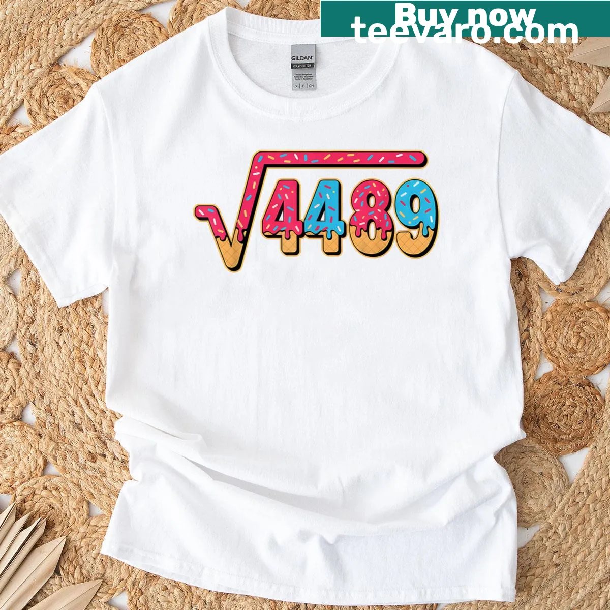 Funny math teacher T-shirt with an ice cream graphic and square root design — on a men's t-shirt