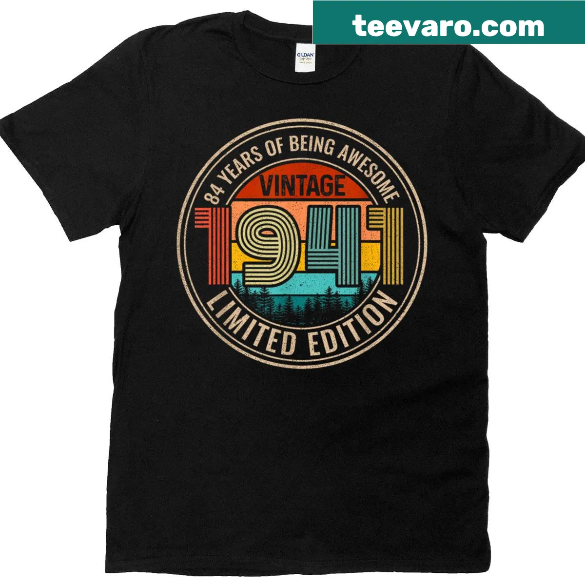 Celebratory t-shirt for 84th birthday with '84 Years Of Being Awesome' — on a men's t-shirt