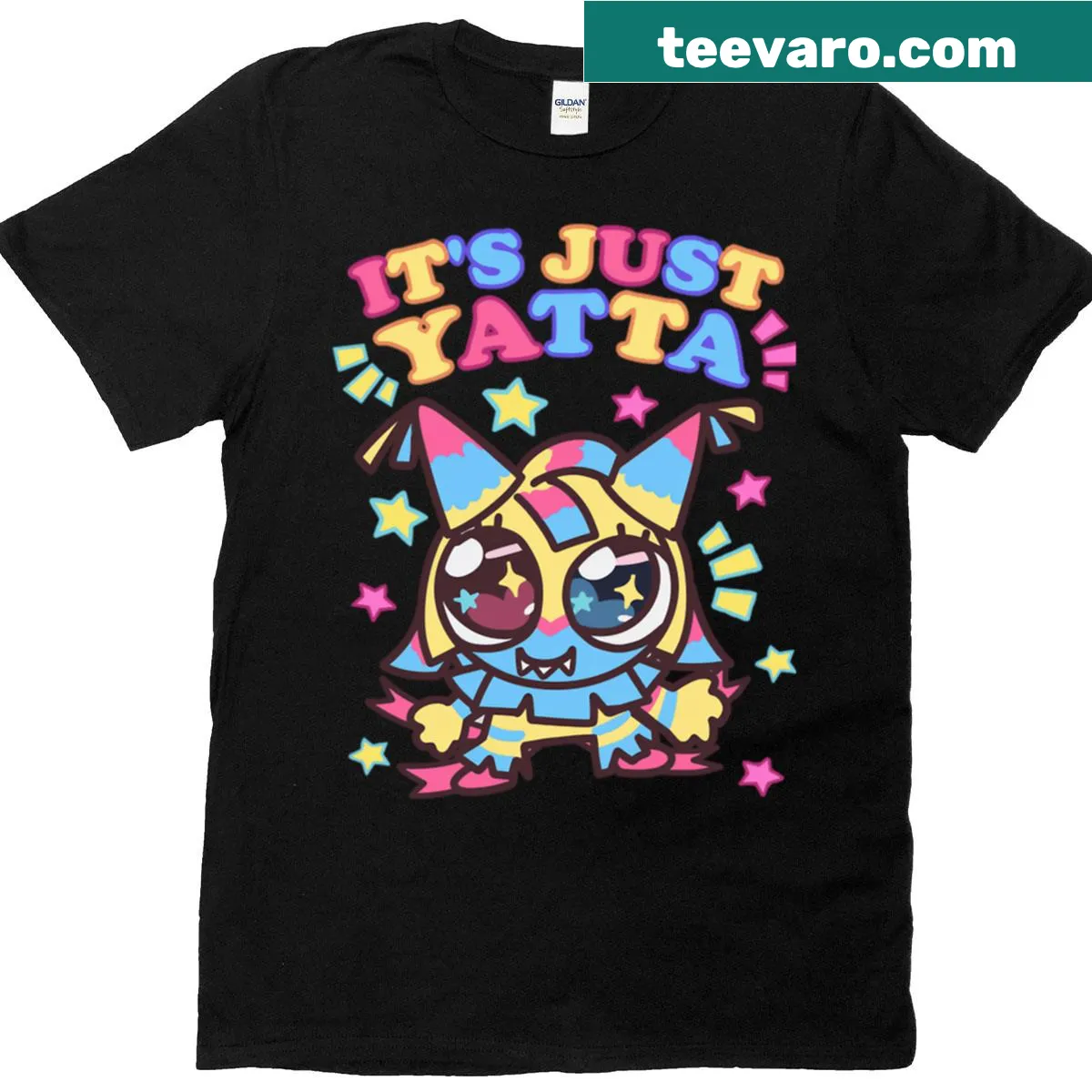 Vintage cartoon characters from 90s games on a t-shirt. — on a men's t-shirt