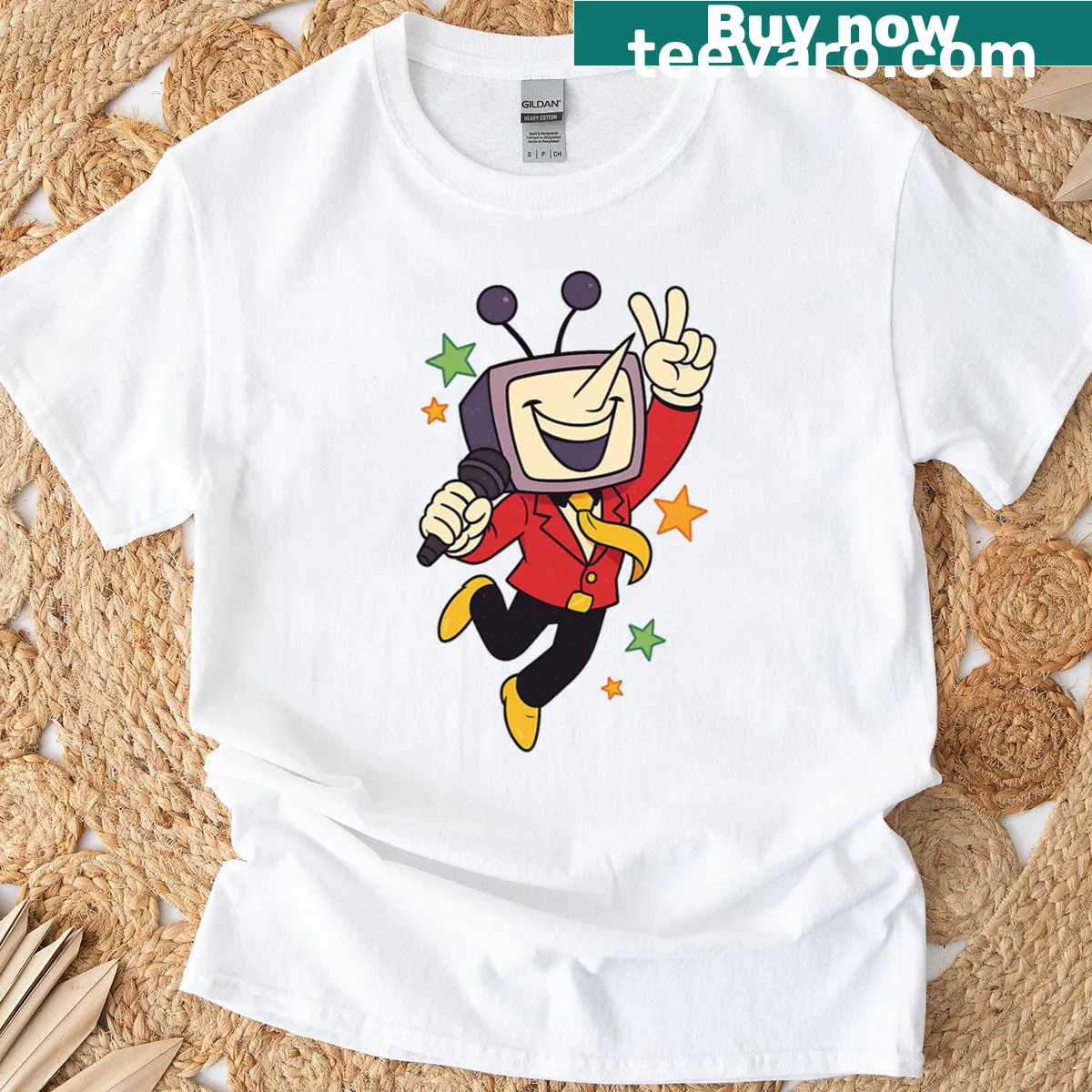 Retro t-shirt featuring cute 90s gaming characters — on a men's t-shirt