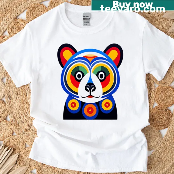 Minimalist panda illustration on a casual T-shirt