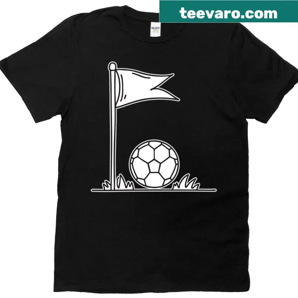 Illustration of a soccer ball at the corner of the field on T-shirt