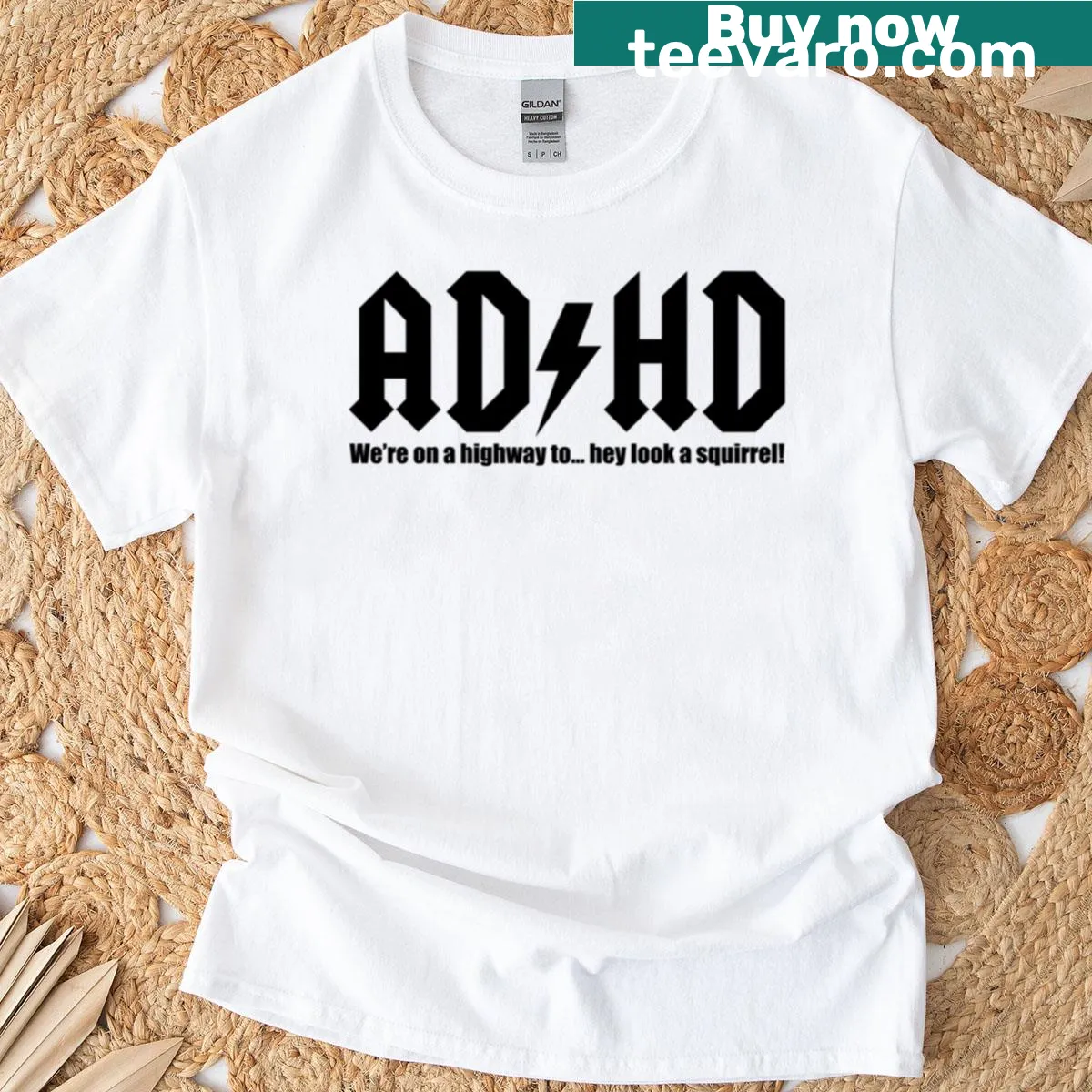 Funny sarcastic t-shirt design addressing ADHD — on a men's t-shirt