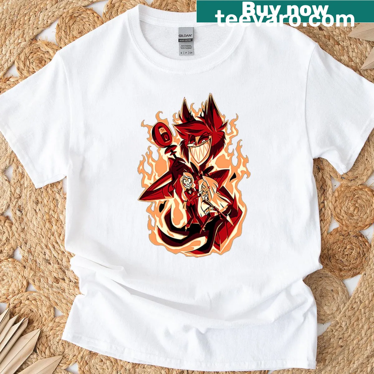 Illustrated T-shirt featuring Alastor from Hazbin Hotel with edgy designs — on a men's t-shirt