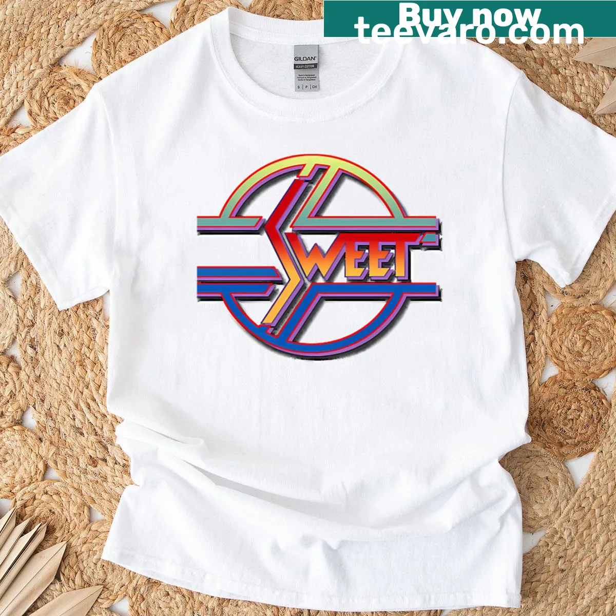 Bande Douce logo T-shirt with playful typography for music fans — on a men's t-shirt