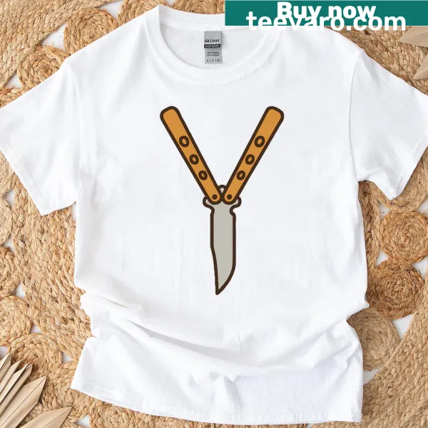 Minimalist butterfly knife illustration t-shirt