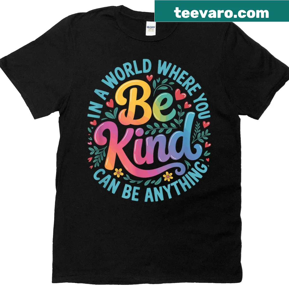 T-shirt with 'Choose Kindness' quote and floral designs — on a men's t-shirt