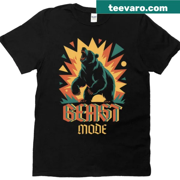 Dynamic roaring bear graphic on a T-shirt