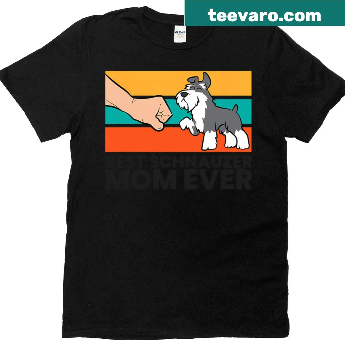 Charming t-shirt celebrating the bond between schnauzer and mom — on a men's t-shirt