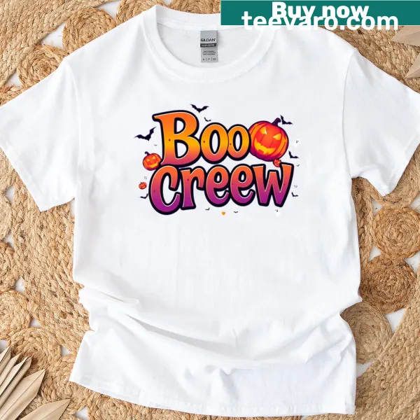Cartoon-style Boo Crew T-shirt with playful ghost graphics