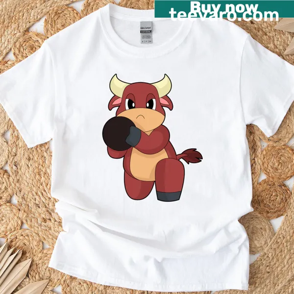 Bull t-shirt featuring bowling ball and playful graphics
