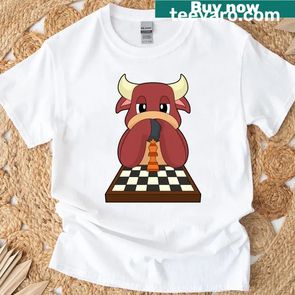 Bull design on a chessboard, playful graphic for chess fans