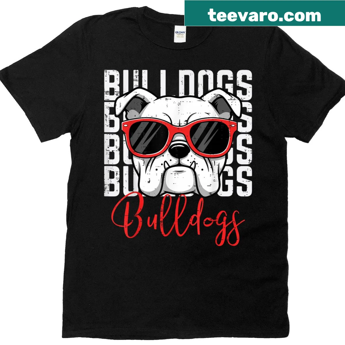 Illustration of a cute bulldog on a casual T-shirt — on a men's t-shirt