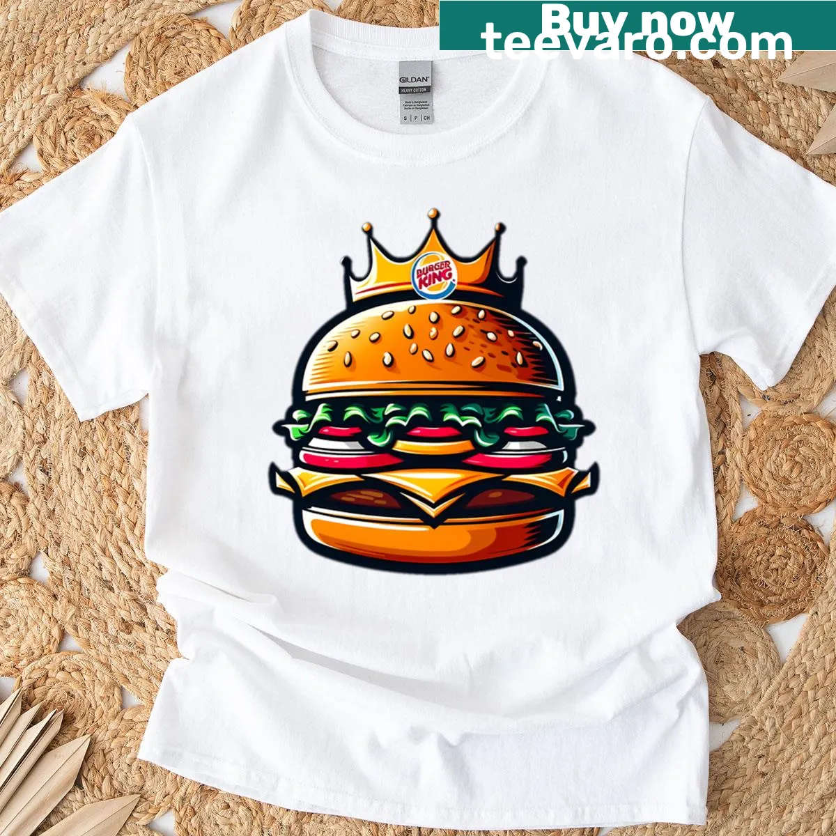 Vintage-style Burger King t-shirt featuring a stylized burger icon — on a men's t-shirt