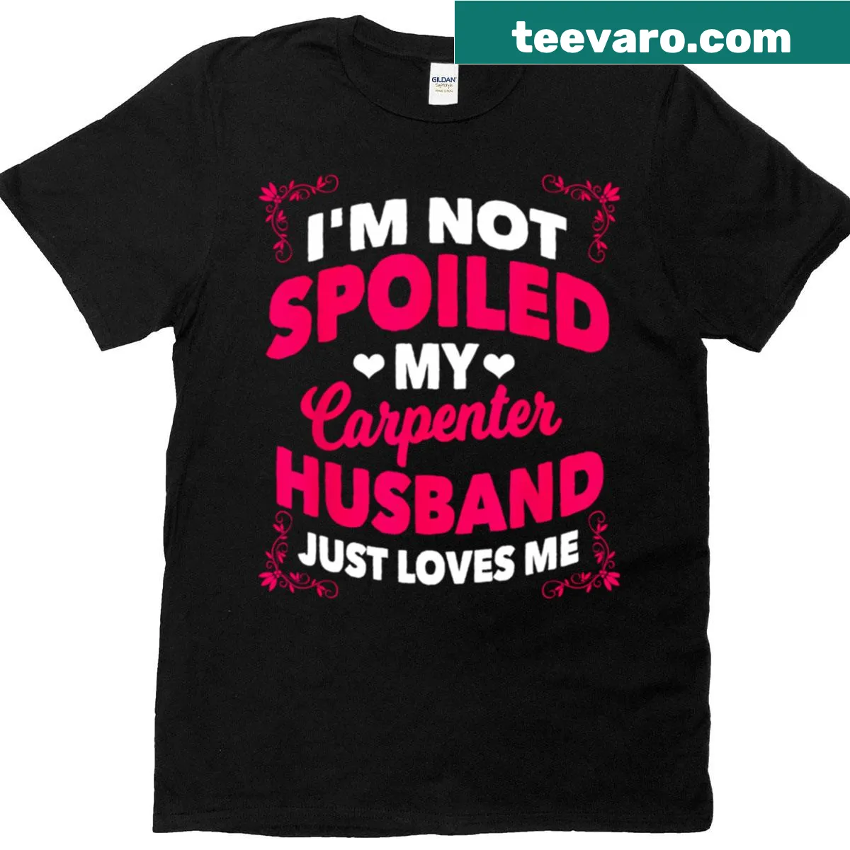 Typographic shirt for carpenter's wife with playful message — on a men's t-shirt
