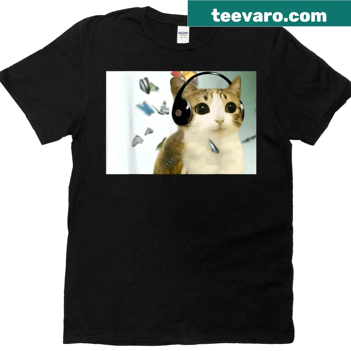 Funny t-shirt featuring a meme blending cats and owls — on a men's t-shirt