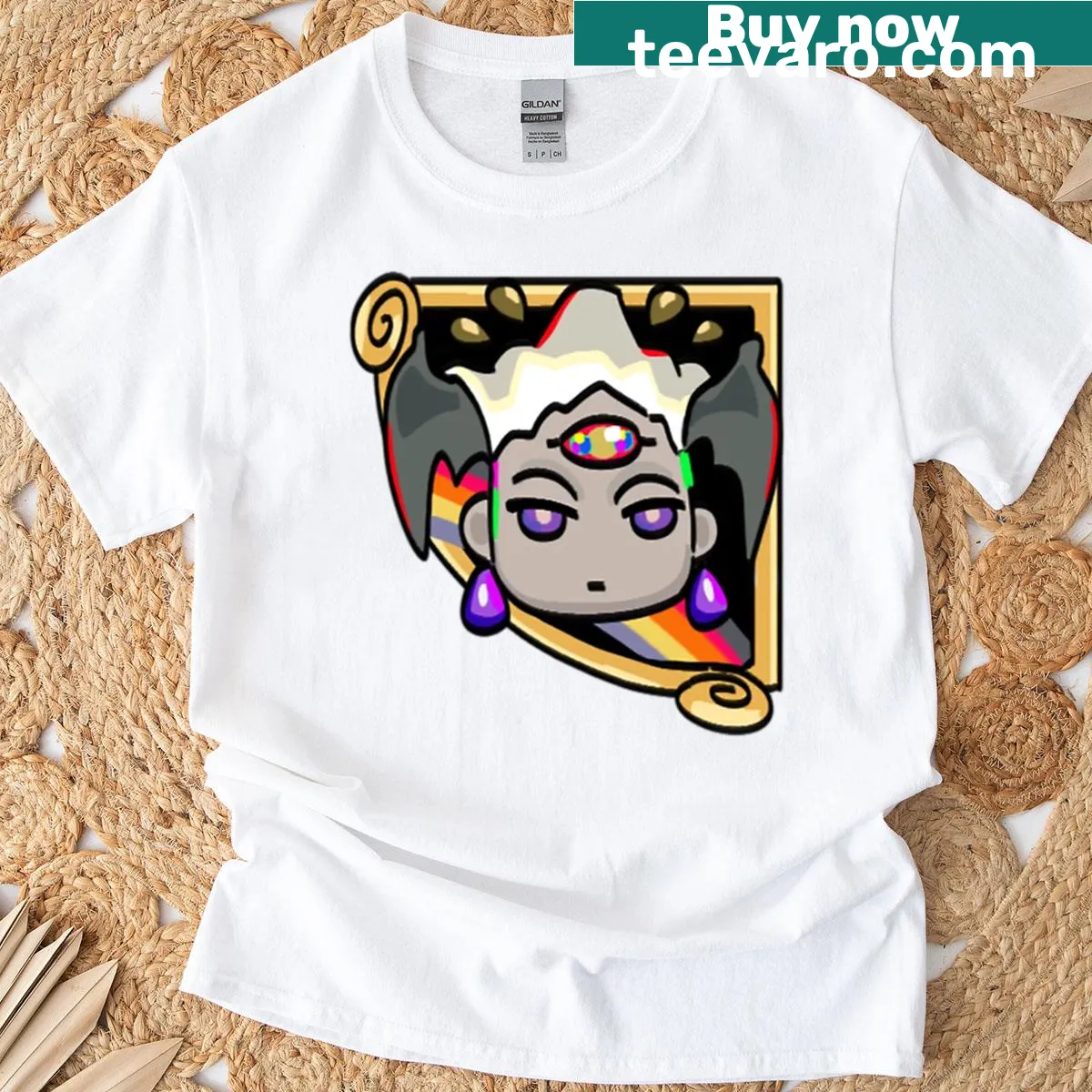 Hades game icon T-shirt featuring a third-eye entity illustration — on a men's t-shirt