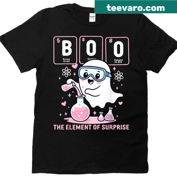 Vintage-style Halloween T-shirt featuring chemistry elements and funny text.