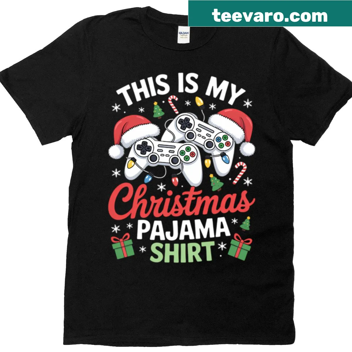 Funny Christmas gamer t-shirt with festive typography — on a men's t-shirt