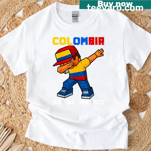 Pixel art Dab Boy design celebrating Colombian culture for kids