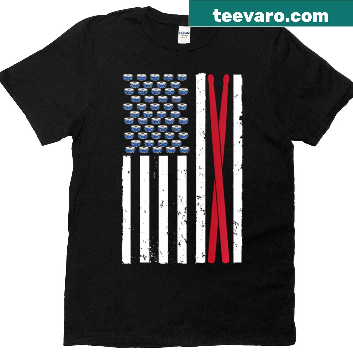 Drumming T-shirt featuring artistic drumsticks design — on a men's t-shirt
