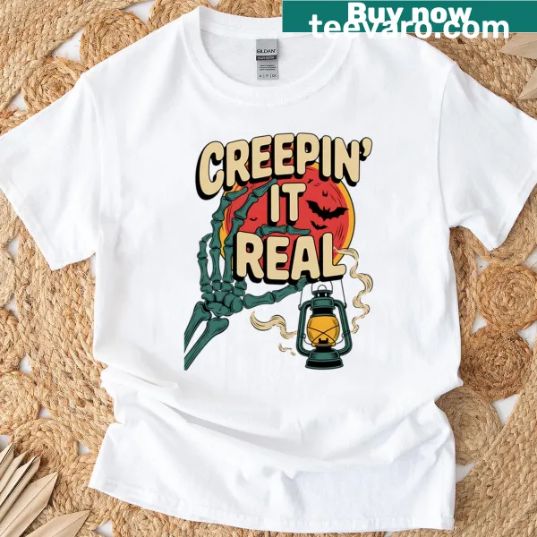 T-shirt with skeleton hand graphic for Halloween