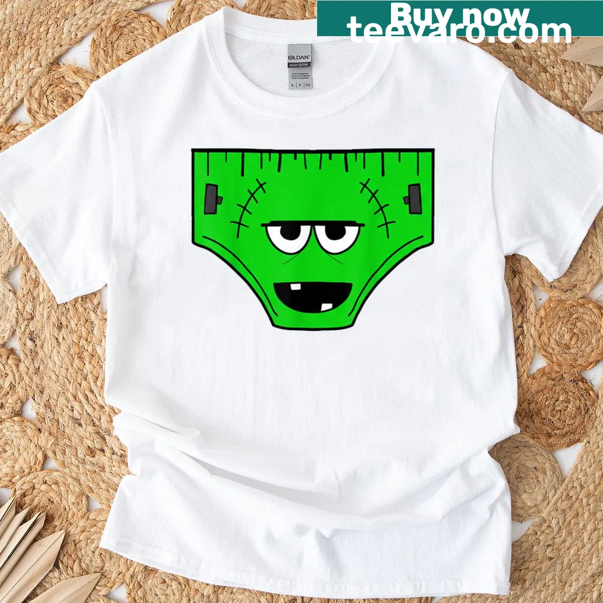 Creepy illustration of a face and underwear on t-shirt — on a men's t-shirt