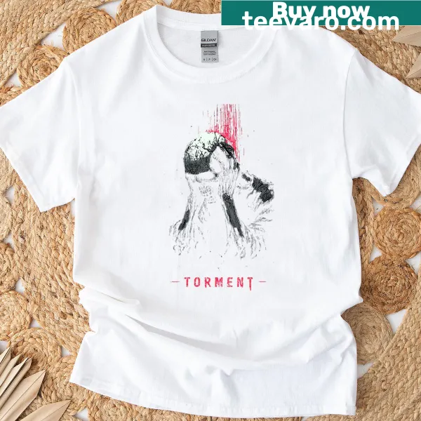 Bold typography design in crimson colors on a t-shirt