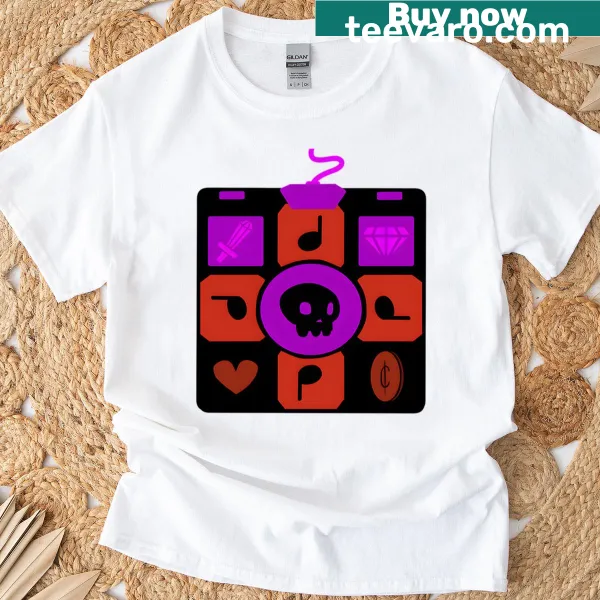 T-shirt with dance pad illustration from Crypt of the Necrodancer