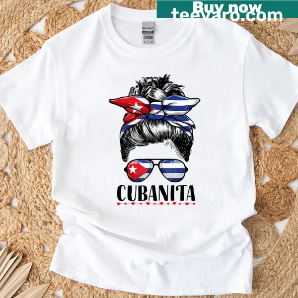 Cubanita illustration with messy bun on a T-shirt