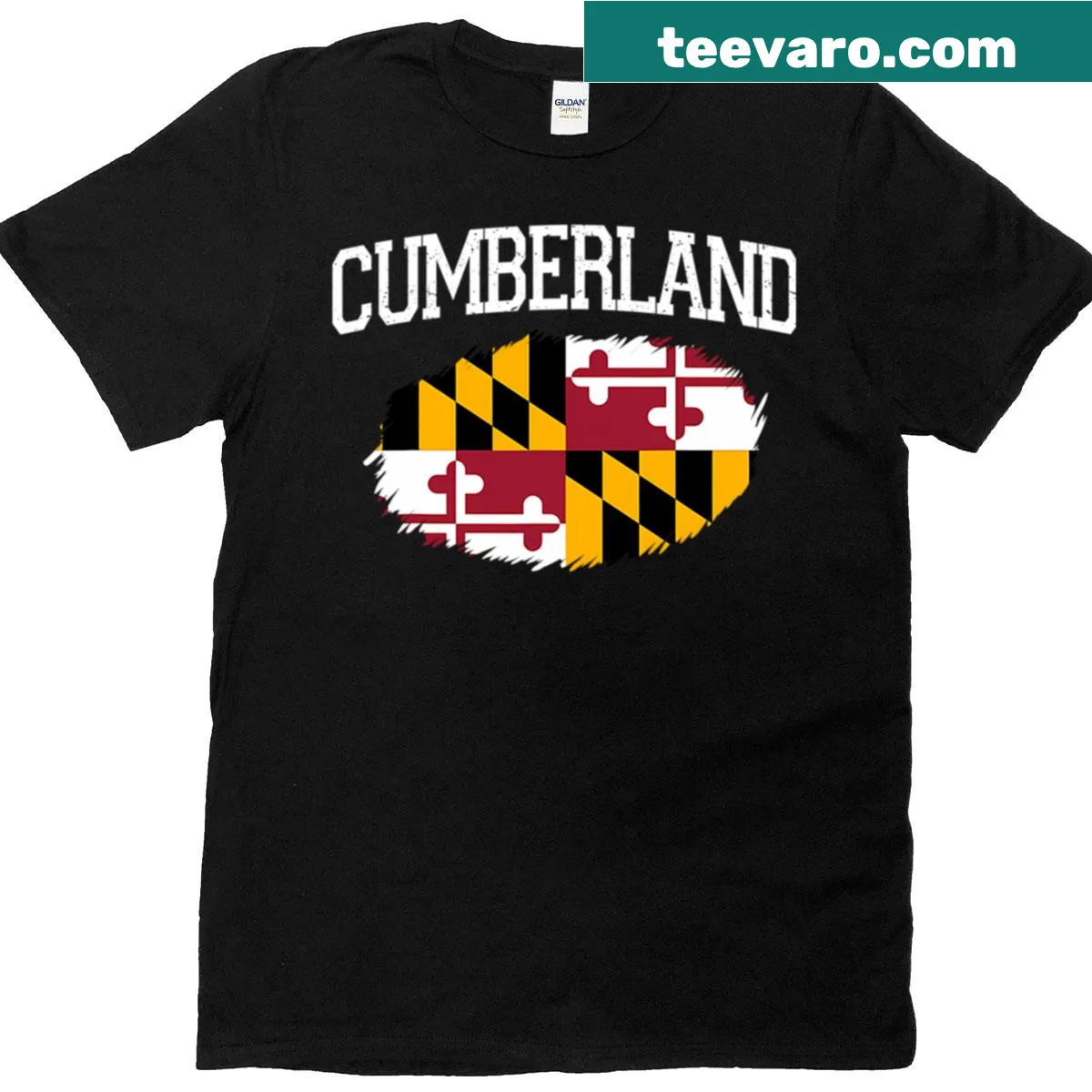 Vintage Maryland flag graphic on a t-shirt — on a men's t-shirt