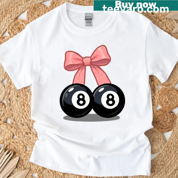 Retro T-shirt with cute 8 ball and cherry bow design